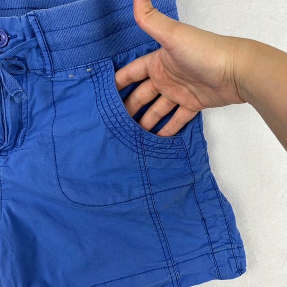 Khakis & Co Blue Cotton Stretch Shorts Women's Size 6 Drawstring Waist Casual - Picture 3 of 10
